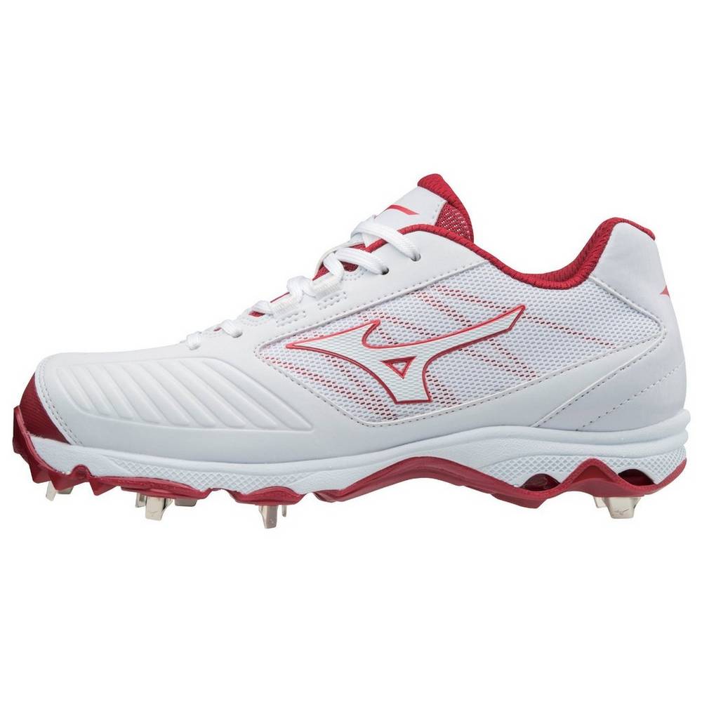 Tenis Softball Mizuno 9-Spike Advanced Sweep 4 Baixo Metal - Mulher - Branco/Vermelhas - TKXDE2685